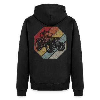 Farmer Tractor Retro Tractor Farm Tractors - Unisex Premium Organic Zip Hoodie - black - Back - Nico (187cm)