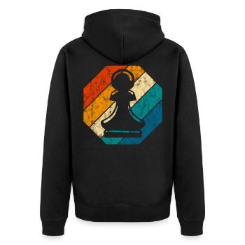 Schachmatt Retro Schachspieler Schachfigur Schach - Unisex Premium Bio Zip Hoodie - Schwarz - Hinten - Nico (187cm)