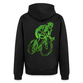 Radfahrer Radfahren BMX Fahrrad Sport Mountainbiken Hobby - Unisex Premium Bio Zip Hoodie - Schwarz - Hinten - Nico (187cm)