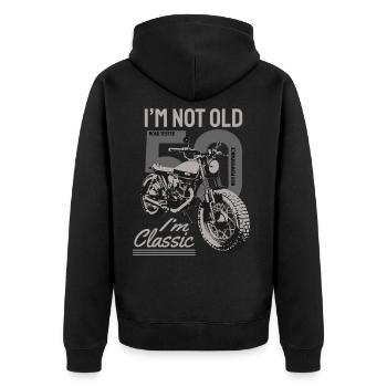 I'm not old, I'm classic. 50. Geburtstag Biker. - Unisex Premium Bio Zip Hoodie - Schwarz - Hinten - Nico (187cm)