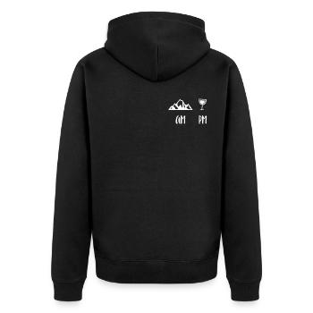 Camping und Wein Vino Wohnmobil Campen Wohnwagen - Unisex Premium Bio Zip Hoodie - Schwarz - Hinten - Nico (187cm)