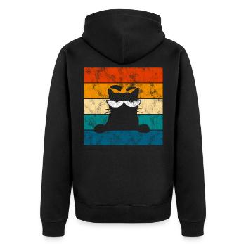Yeux de chat rétro Chat Miau Chat - Veste à capuche bio Premium Unisexe - noir - Dos - Nico (187cm)