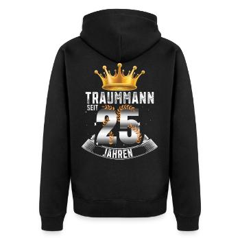 Traumpaar seit 25 Jahren Silberhochzeit Geschenk - Unisex Premium Bio Zip Hoodie - Schwarz - Hinten - Nico (187cm)