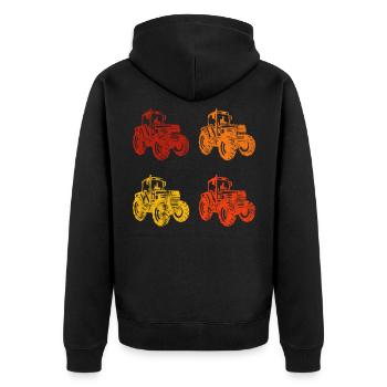 Farm Bauer Tractor Tractor Tractors Retro - Unisex Premium Organic Zip Hoodie - black - Back - Nico (187cm)