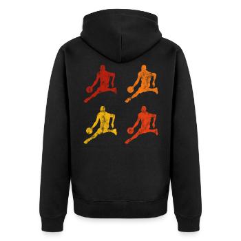 Basketball Basketballer Basketballspieler Retro - Unisex Premium Bio Zip Hoodie - Schwarz - Hinten - Nico (187cm)