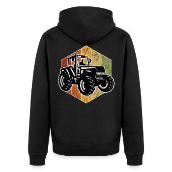 Tractors Retro Farm Farmer Tractor Tractor - Unisex Premium Organic Zip Hoodie - black - Back - Nico (187cm)