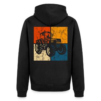 Tractor Farm Retro Bauer Tractors Tractors - Unisex Premium Organic Zip Hoodie - black - Back - Nico (187cm)