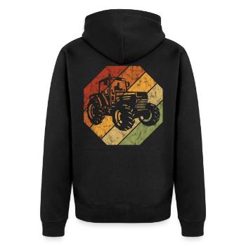 Tractor Farm Farmer Tractors Retro Tractor - Unisex Premium Organic Zip Hoodie - black - Back - Nico (187cm)