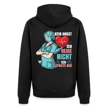 Ausbildung Medizinische Fachangestellte MFA - Unisex Premium Bio Zip Hoodie - Schwarz - Hinten - Nico (187cm)