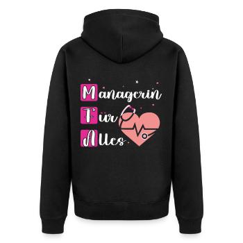 Ausbildung Medizinische Fachangestellte MFA - Unisex Premium Bio Zip Hoodie - Schwarz - Hinten - Nico (187cm)