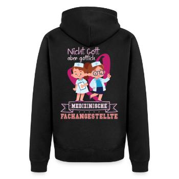 Ausbildung Medizinische Fachangestellte MFA - Unisex Premium Bio Zip Hoodie - Schwarz - Hinten - Nico (187cm)