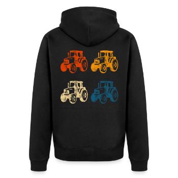 ferme tracteurs paysannes tracteurs rétro tracteurs - Veste à capuche bio Premium Unisexe - noir - Dos - Nico (187cm)