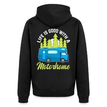 Camper Life is Good Motorhome Camping - Unisex Premium Organic Zip Hoodie - black - Back - Nico (187cm)