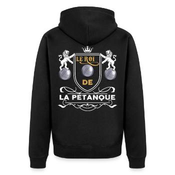 Pétanque le roi majestueux humour retraite - Veste à capuche bio Premium Unisexe - noir - Dos - Nico (187cm)