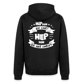 Heilerziehungspfleger HEP Heilerziehungspflegerin - Unisex Premium Bio Zip Hoodie - Schwarz - Hinten - Nico (187cm)