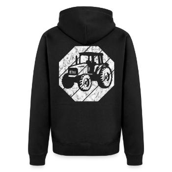 Farm Tractors Retro Tractor Farmer Tractor - Unisex Premium Organic Zip Hoodie - black - Back - Nico (187cm)