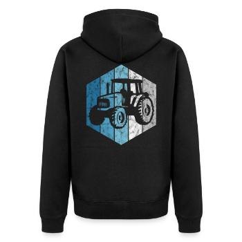 Bauernhof Traktoren Trecker Bauer Retro Traktor - Unisex Premium Bio Zip Hoodie - Schwarz - Hinten - Nico (187cm)