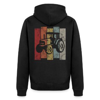 Tractors Tractor Farmer Retro Tractor Farm - Unisex Premium Organic Zip Hoodie - black - Back - Nico (187cm)