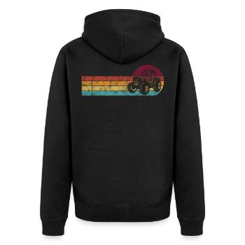 Traktoren Trecker Bauer Retro Traktor Bauernhof - Unisex Premium Bio Zip Hoodie - Schwarz - Hinten - Nico (187cm)