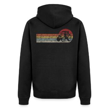 Traktoren Trecker Bauer Retro Traktor Bauernhof - Unisex Premium Bio Zip Hoodie - Schwarz - Hinten - Nico (187cm)