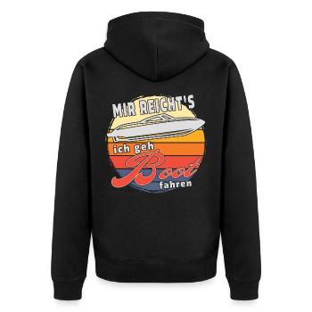 Mir reicht's ich geh Boot fahren. Sportboot - Unisex Premium Bio Zip Hoodie - Schwarz - Hinten - Nico (187cm)