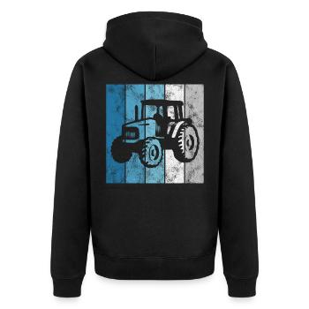Traktoren Trecker Bauer Retro Traktor Bauernhof - Unisex Premium Bio Zip Hoodie - Schwarz - Hinten - Nico (187cm)