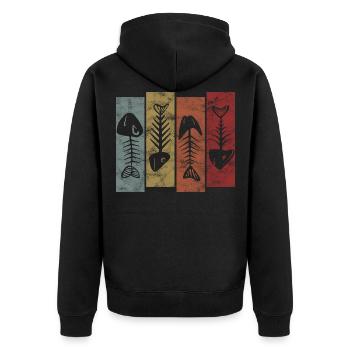 Fishing Fishing Fishing Fishing Fisherman Fish Retro - Unisex Premium Organic Zip Hoodie - black - Back - Nico (187cm)