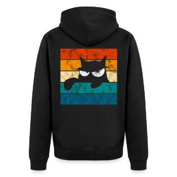 Chat Chat Miau Chat Rétro Chats - Veste à capuche bio Premium Unisexe - noir - Dos - Nico (187cm)