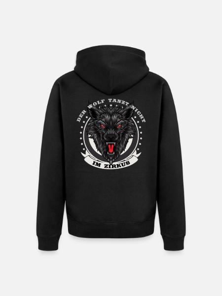 Ulven danser ikke i cirkus - ulve pakker naturen - Premium økologisk unisex-hættejakke - sort