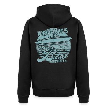 Mir reicht's ich geh Boot fahren. Sportboot - Unisex Premium Bio Zip Hoodie - Schwarz - Hinten - Nico (187cm)