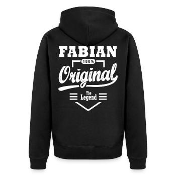 Fabian original gift personalized first name fabian - Unisex Premium Organic Zip Hoodie - black - Back - Nico (187cm)