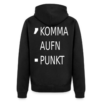 Lustiger spruch komma aufn punkt - Unisex Premium Bio Zip Hoodie - Schwarz - Hinten - Nico (187cm)