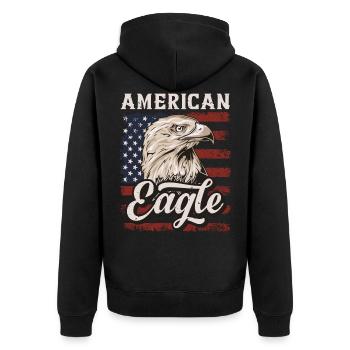 Bald Eagle American Eagle USA Flag - Unisex Premium Organic Zip Hoodie - black - Back - Nico (187cm)