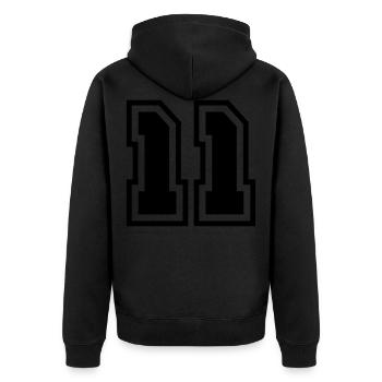 11 Zahl symbol - Unisex Premium Bio Zip Hoodie - Schwarz - Hinten - Nico (187cm)