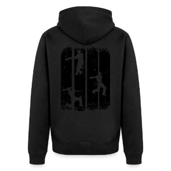 Cricket - Cricketing Cricketmaster - Unisex Premium Organic Zip Hoodie - black - Back - Nico (187cm)