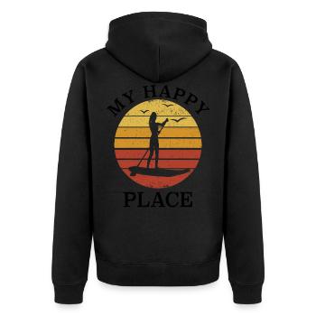 Coucher de soleil Stand Up Paddle SUP Girl - My Happy Place - Veste à capuche bio Premium Unisexe - noir - Dos - Nico (187cm)