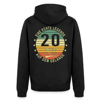 20 Jähriges Dienstjubiläum Arbeitsjubiläum - Unisex Premium Bio Zip Hoodie - Schwarz - Hinten - Nico (187cm)
