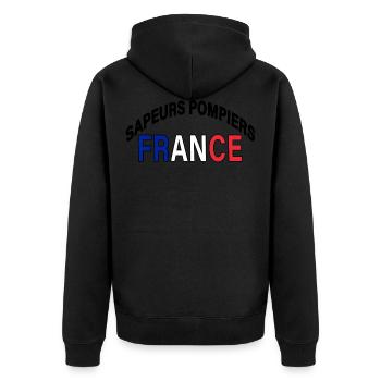 sapeur pompier France Bleu, Blanc, Rouge Drapeau - Veste à capuche bio Premium Unisexe - noir - Dos - Nico (187cm)