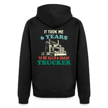Trucker Party Trucking Camionneur Chauffeur de camion 6e anniversaire - Veste à capuche bio Premium Unisexe - noir - Dos - Nico (187cm)
