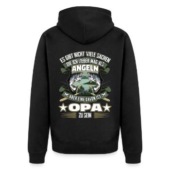 Angler Opa - Nur Opa sein ist schöner als Angeln - Unisex Premium Bio Zip Hoodie - Schwarz - Hinten - Nico (187cm)
