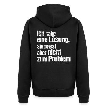 Ich habe eine Lösung sie passt aber nicht zum Prob - Unisex Premium Bio Zip Hoodie - Schwarz - Hinten - Nico (187cm)