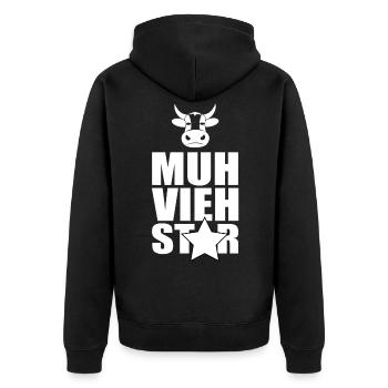Muh Vieh Star Landwirt Filmstar Kuh Rinderwirt - Unisex Premium Bio Zip Hoodie - Schwarz - Hinten - Nico (187cm)