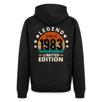 LEGEND 1983, VINTAGE 1983 - Unisex Premium Organic Zip Hoodie - black - Back - Nico (187cm)