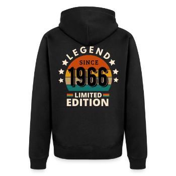 LEGEND 1966, VINTAGE 1966 - Unisex Premium Organic Zip Hoodie - black - Back - Nico (187cm)