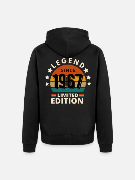 LEGENDE 1967, JAHRGANG 1967 - Unisex Premium Bio Zip Hoodie - Schwarz
