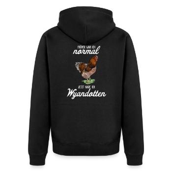 Wyandotten Huhn I Henne Ei Hahn Motiv für - Unisex Premium Bio Zip Hoodie - Schwarz - Hinten - Nico (187cm)