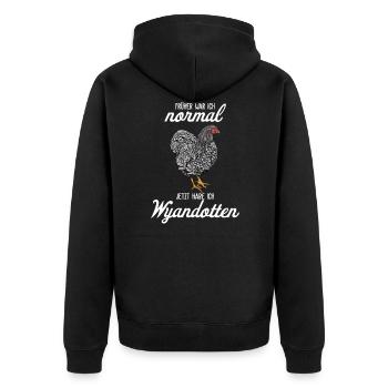 Wyandotten Huhn I Henne Ei Hahn Motiv für - Unisex Premium Bio Zip Hoodie - Schwarz - Hinten - Nico (187cm)
