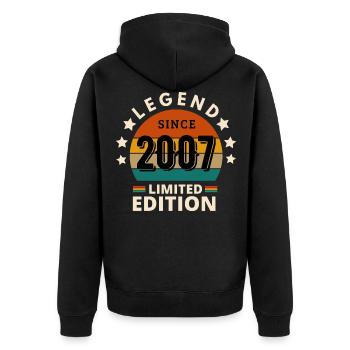LEGENDE 2007, JAHRGANG 2007 - Unisex Premium Bio Zip Hoodie - Schwarz - Hinten - Nico (187cm)