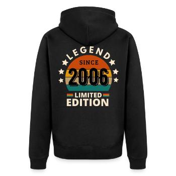 LEGEND 2006, VINTAGE 2006 - Unisex Premium Organic Zip Hoodie - black - Back - Nico (187cm)