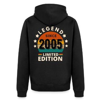 LEGEND 2005, VINTAGE 2005 - Unisex Premium Organic Zip Hoodie - black - Back - Nico (187cm)